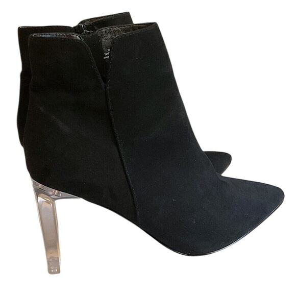 Marc New York Bootie Women’s SZ 9.5 M Black AMELIA Ankle Clear Heel Faux Suede - Picture 8 of 15